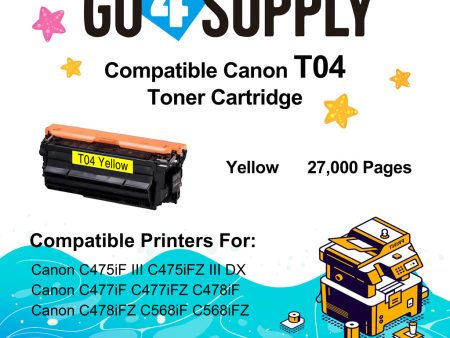 Compatible Canon T04 Yellow Toner Cartridge Used for Canon C475iF III C475iFZ III DX C477iF C477iFZ C478iF C478iFZ C568iF C568iFZ Printers For Sale