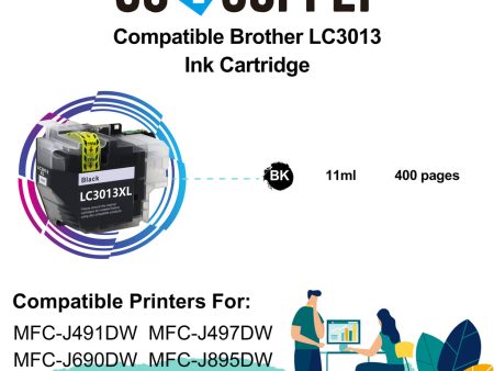 Compatible Black Brother 3013 LC3013XXL LC-3013XXL Ink Cartridge Used for Brother MFC-J491DW MFC-J497DW MFC-J690DW MFC-J895DW Printer Online now