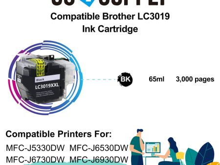 Compatible Black Brother 3019 LC3019XXL LC-3019XXL Ink Cartridge Used for Brother MFC-J5330DW  MFC-J6530DW  MFC-J6730DW  MFC-J6930DW Printer For Sale