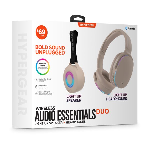 Wireless Audio Essentials Duo | Light-Up Speaker + Headphones | Nude Cheap