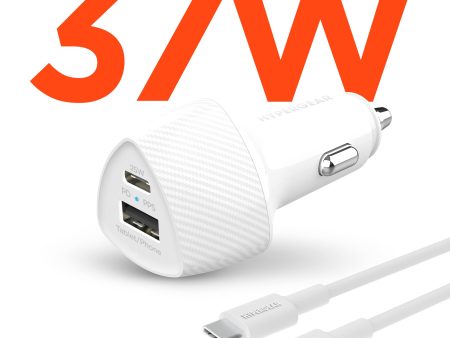 SpeedBoost 25W USB-C PD + 12W USB Fast Car Charger with PPS | Includes 4ft MFi Lightning Cable | White Online Sale