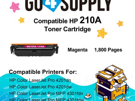 Compatible HP 210A W2103A Magenta Toner Cartridge to use for HP Color LaserJet Pro 4201dn 4201dw;Color LaserJet Pro MFP 4301fdn 4301fdw Printers on Sale