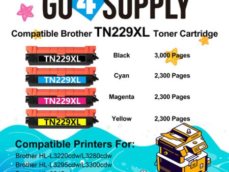 Compatible Combo Set Brother TN-229XL TN229XL Toner Cartridge Used in Brother HL-L3220cdw L3280cdw L3295cdw L3300cdw 8245cdw MFC-L3720cdw L3765cdw L3780cdw L8395cdw Printers Sale