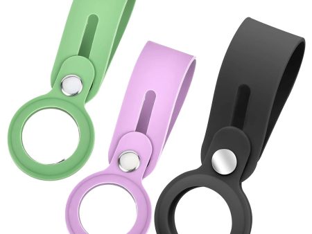 Apple Airtags-(2021) (FOSO) Silicone Loop Case - Light Green, Purple & Gray For Sale