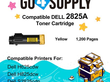 Compatible (2,500 Yield) Dell 2825 593-BBOZ 3P7C4 Yellow Toner Cartridge Replacement for H625cdw H825cdw S2825cdn Printer Supply