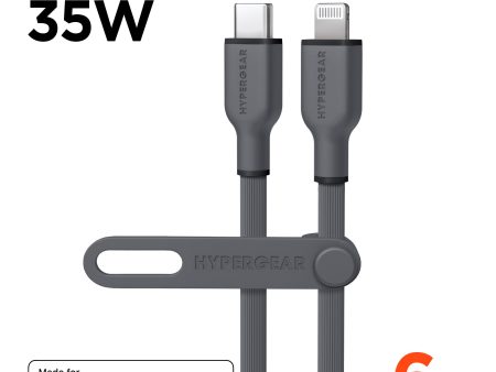 Flexi Pro USB-C to Lightning Soft-Touch Silicone Fast Charge Cable | 6ft | Gray For Sale