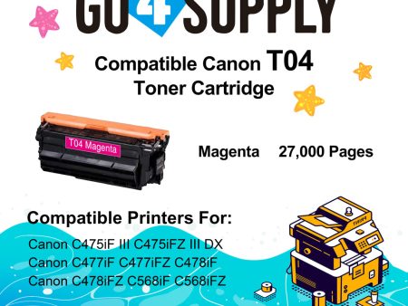 Compatible Canon T04 Magenta Toner Cartridge Used for Canon C475iF III C475iFZ III DX C477iF C477iFZ C478iF C478iFZ C568iF C568iFZ Printers For Sale