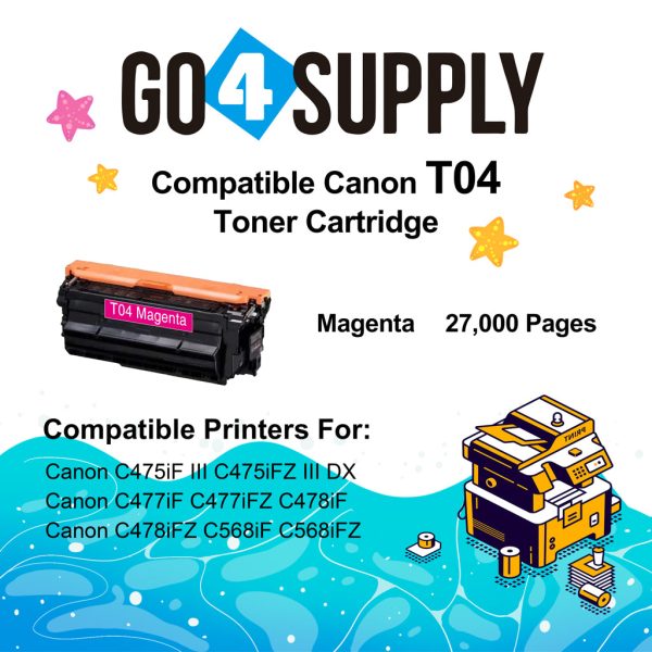 Compatible Canon T04 Magenta Toner Cartridge Used for Canon C475iF III C475iFZ III DX C477iF C477iFZ C478iF C478iFZ C568iF C568iFZ Printers For Sale