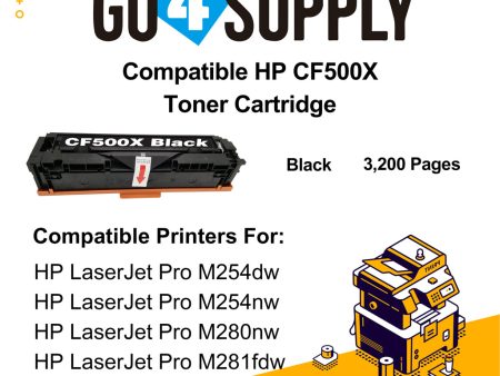 Compatible Black HP 500x CF500x 202x Toner Cartridge Used for HP Color LaserJet Pro M254 M254dw 254nw; MFP M281cdw 281fdn 281fdw 280 280nw Printer Online Sale