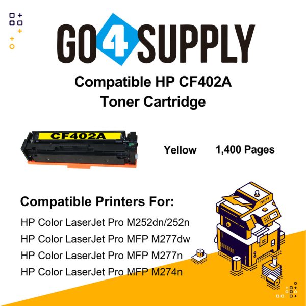 Compatible Yellow HP 201A CF402A Toner Cartridge Used for HP Color LaserJet Pro M252dn 252n; Color LaserJet Pro MFP M277dw 277n; Color LaserJet Pro MFP M274n Printers Online Hot Sale