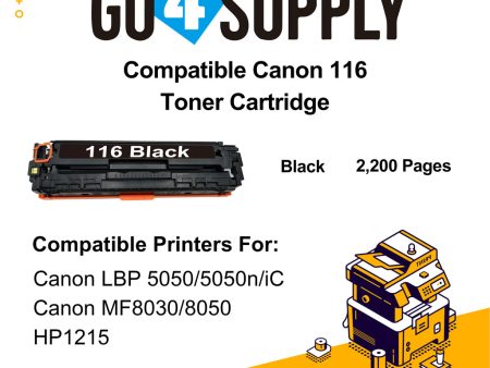 Compatible Black Canon 116 CRG-116 CRG116 Toner Cartridge Used for Canon i-SENSYS LBP-7010C 7016C 7018C; LBP 5050 5050n iC MF 8080cw; MF8010 8030 8040 8050cn; LBP 7110Cw 7100Cn; iC MF8280Cw MF6680DN; MF8210 8230 8250Cn; MF628Cw 626Cn; MF623Cn 621Cn Fashion