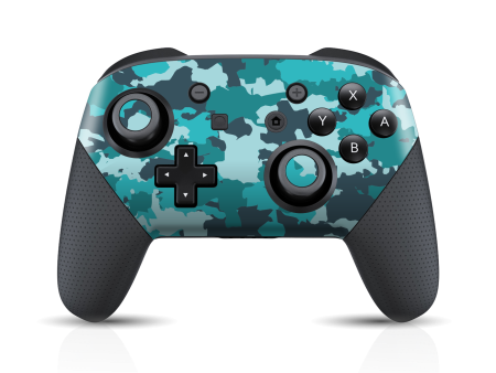 Nintendo Switch Pro CONTROLLER SIGNATURE Camouflage Turquoise Skin Cheap