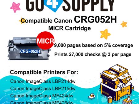 Compatible (High Yield) CANON Micr Toner Cartridge CRG052H CRG-052H Used for Canon imageCLASS LBP214dw 215dw; MF426dw 424dw 429dw; Canon i-SENSYS LBP212dw 214dw 215x; MF421dw 426dw 428x 429x Printers Fashion