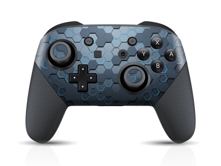 Nintendo Switch Pro CONTROLLER SIGNATURE Blue HEXAGON Skin on Sale