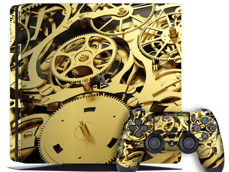 Playstation 4 SLIM (PS4 Slim) SIGNATURE GOLD MECHANISM Skin - 07 For Cheap