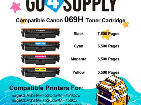 Compatible Combo Set Canon 069H Toner Cartridge Used in Canon Color imageCLASS MF753Cdw MF751Cdw LBP674Cdw Printers Cheap