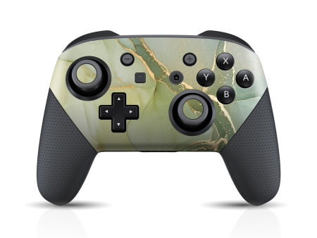 Nintendo Switch Pro CONTROLLER SIGNATURE AGATE GEODE Green-Gold Skin Hot on Sale