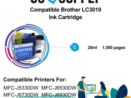 Compatible Cyan Brother 3019 LC3019XXL LC-3019XXL Ink Cartridge Used for Brother MFC-J5330DW  MFC-J6530DW  MFC-J6730DW  MFC-J6930DW Printer Cheap