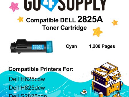 Compatible (2,500 Yield) Dell 2825 593-BBOX P3HJK Cyan Toner Cartridge Replacement for H825cdw H625cdw S2825cdn Printer Fashion