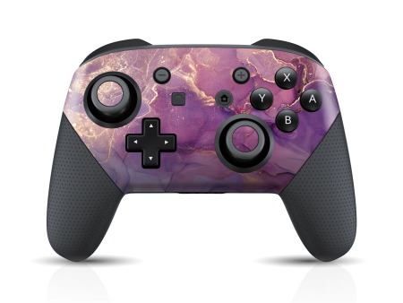 Nintendo Switch Pro CONTROLLER SIGNATURE AGATE GEODE Purple-Gold Skin For Discount