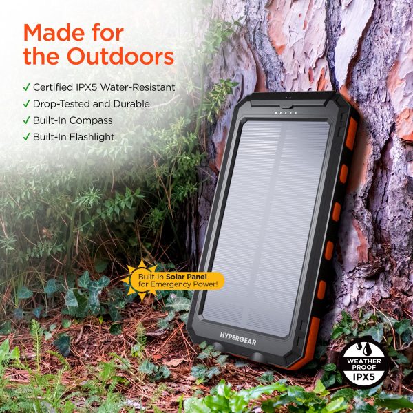 10,000mAh | SolPro 10K Fast Charge Solar Power Bank with 20W USB-C PD | Black and Orange Online Sale