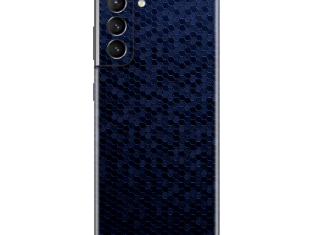 Samsung Galaxy S21 LUXURIA Navy Blue HONEYCOMB 3D TEXTURED Skin For Cheap