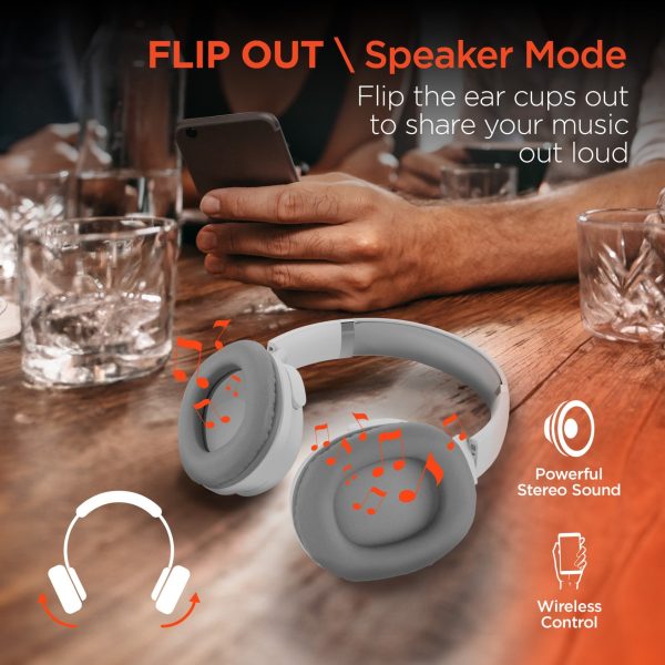 Flip 2-in-1 Wireless Headphones + Speaker | White Sale