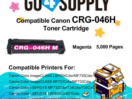 Compatible (High-Yield) Magenta CANON CRG046H Toner Cartridge Used for Color imageCLASS LBP654Cdw MF735Cdw MF731Cdw MF733Cdw, Color i-SENSYS LBP654Cx 653Cdw MF732Cdw 734Cdw 735Cx; Satera MF731Cdw LBP654C LBP652C LBP651C MF735Cdw MF733Cdw Hot on Sale