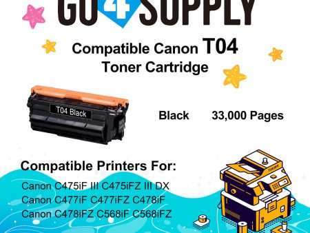 Compatible Canon T04 T04BK Black Toner Cartridge Used for Canon C475iF III C475iFZ III DX C477iF C477iFZ C478iF C478iFZ C568iF C568iFZ Printers Sale