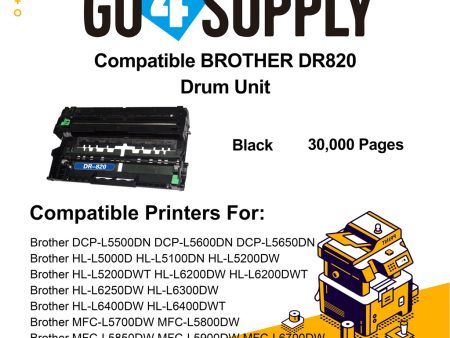 Compatible Brother DR820 DR-820 Drum Unit Used for Brother DCP-L5500DN L5600DN L5650DN, HL-L5000D L5100DN L5200DW L5200DWT L6200DW L6200DWT L6250DW L6300DW L6400DW L6400DWT; MFC-L5700DW L5800DW L5850DW L5900DW L6700DW L6750DW L6800DW L6900DW Printer Fashion