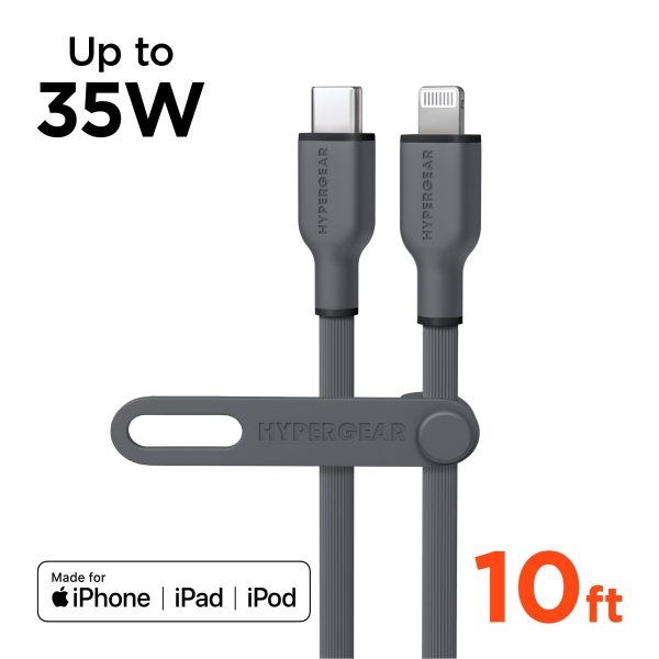 Flexi Pro USB-C to Lightning Soft-Touch Silicone Fast Charge Cable | 10ft | Gray Online