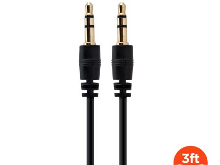 3.5mm Aux Audio Cable | 2ft | Black Hot on Sale