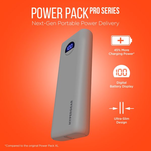 20,000mAh | Power Pack Pro+ Fast Charge Power Bank with 35W USB-C PD PPS and Digital Display | Gray Supply