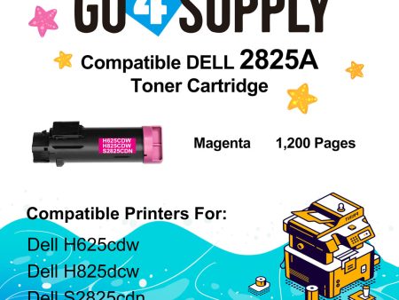 Compatible (2,500 Yield) Dell 2825 593-BBOY 5PG7P Magenta Toner Cartridge Replacement for H625cdw H825cdw S2825cdn H625 Printer Hot on Sale