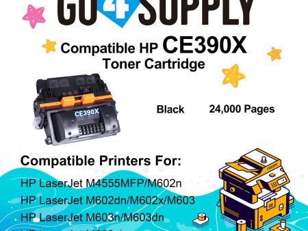 Compatible HP 90X 390X CE390X Toner Cartridge work with HP LaserJet Enterprise 600 Printer M602dn, M602n, M602x, M603dn, M603n, M603xh; LaserJet Enterprise M4555f MFP, M4555fskm MFP, M4555h MFP Printers Online