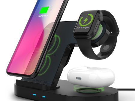 3-in-1 Wireless Charging Dock with 10W Wireless Fast Charge | Black Online Sale