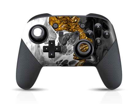 Nintendo Switch Pro CONTROLLER SIGNATURE Abstract MELTED Gold Skin Fashion