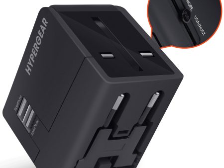 All-in-One World Travel AC Adapter Dual USB Ports | Black For Discount