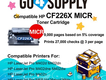 Compatible (High Yield) HP Micr Toner Cartridge CF226X 226X Used for LaserJet Pro MFP M426dw M426fdn M426fdw; LaserJet Pro M402dn M402n M402dw M402d Printers Online now