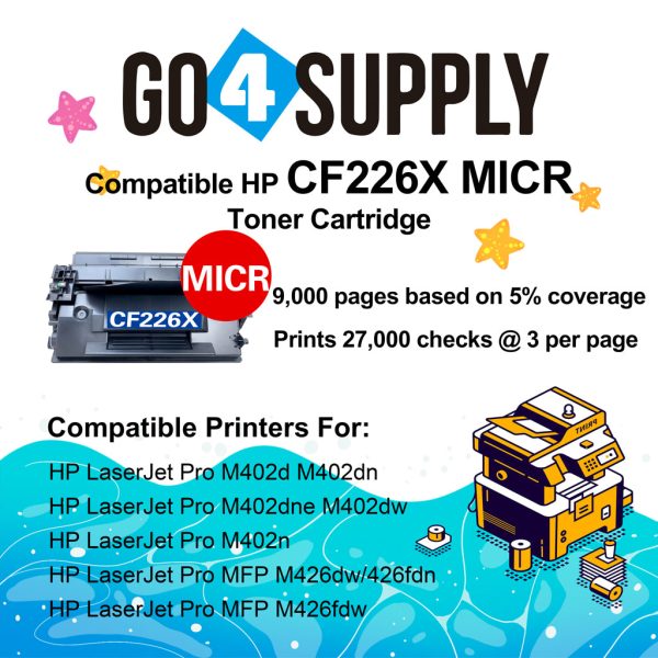 Compatible (High Yield) HP Micr Toner Cartridge CF226X 226X Used for LaserJet Pro MFP M426dw M426fdn M426fdw; LaserJet Pro M402dn M402n M402dw M402d Printers Online now