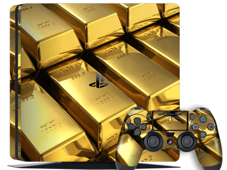 Playstation 4 SLIM (PS4 Slim) SIGNATURE 24K GOLD Skin - 01 Sale