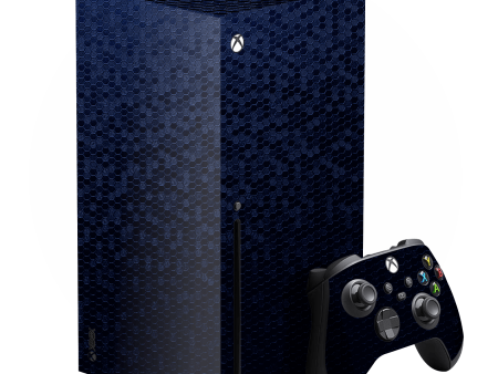 XBOX Series X LUXURIA Navy Blue HONEYCOMB 3D TEXTURED Skin Hot on Sale