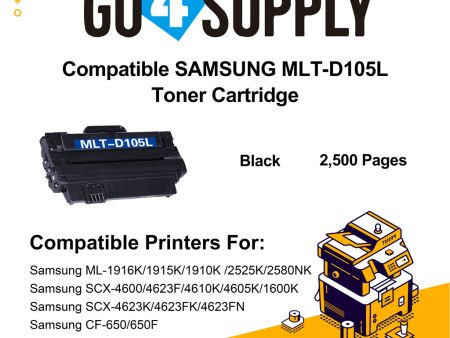 Compatible 105L D105L MLT-D105L Toner Cartridge Replacement for Samsung ML-1916K  1915K  1910K   2525K  2580NK  2540  2525  2525W, SCX-4600  4623F, SF-650  650P, CF-650  650F,  SCX-4610K  4605K  1600K  4623K  4623FK  4623FN Fashion