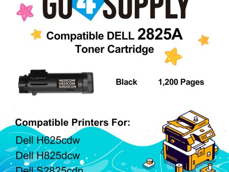 Compatible (3,000 Yield) Dell 2825 593-BBOW N7DWF Black Toner Cartridge Replacement for H825cdw H625cdw S2825cdn Printer Cheap