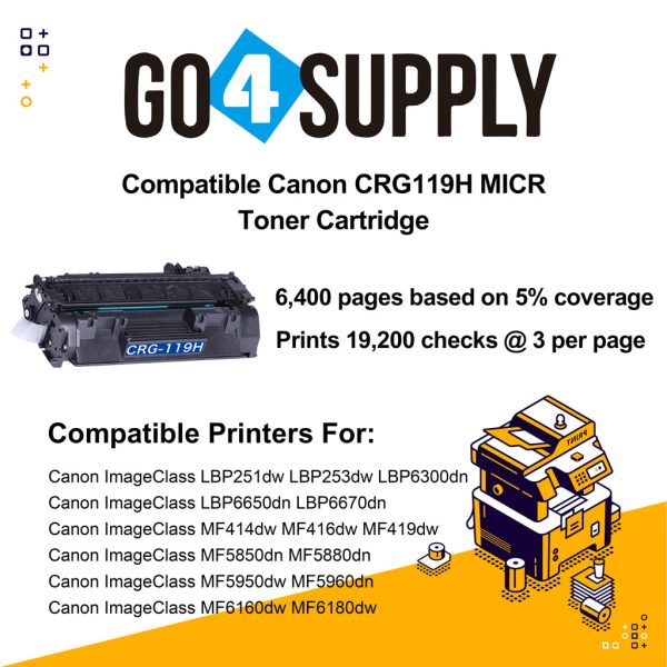 Compatible (High Page Yield) MICR Toner Cartridge Replacement for Canon imageCLASS LBP251dw 252dw 253dw 253X 6300dn 6650dn 6670dn MF414dw 419dw 416dw MF5850dn 5880dn 5950dw 5960dn Printers Online