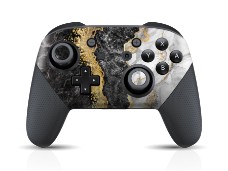 Nintendo Switch Pro CONTROLLER SIGNATURE Golden White-Slate Marble Skin Discount