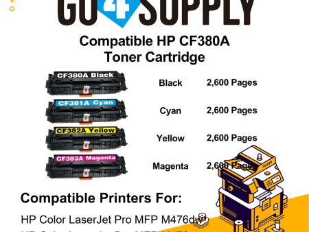 Compatible Set Combo HP 312A CF380A CF381A CF382A CF383A Toner Cartridge Used for HP Color laserJet Pro M476dn MFP M476dw MFP M476dnw MFP Printer Online