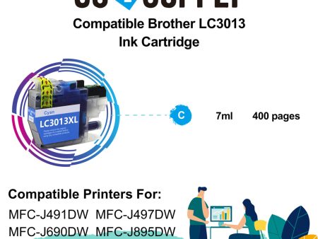 Compatible Cyan Brother 3013 LC3013XXL LC-3013XXL Ink Cartridge Used for Brother MFC-J491DW MFC-J497DW MFC-J690DW MFC-J895DW Printer Hot on Sale