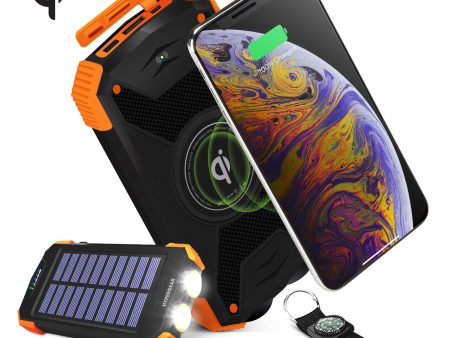 10,000mAh | Wireless Solar Power Bank | Black Online Hot Sale