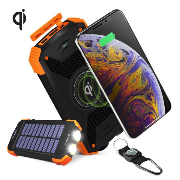 10,000mAh | Wireless Solar Power Bank | Black Online Hot Sale